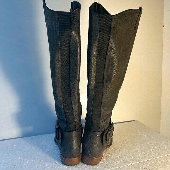 Torrid SZ 9 Kallie Black Leather Riding Knee high Boot Western Moto Edgy Boho - Picture 14 of 15